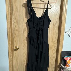 Elegant Black Ruffled Dress